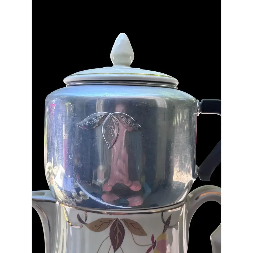 Hall Autumn Leaf Coffee Pot With Matching Aluminum Percolator With Lid Country